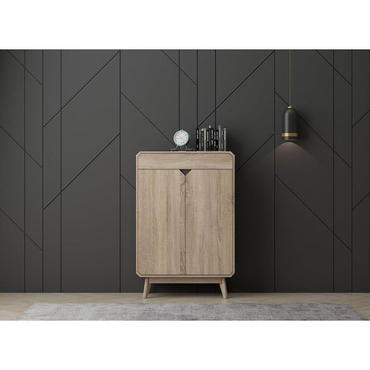 Shoe Cupboard with Drawer – Light Oak, 5 Adjustable Shelves