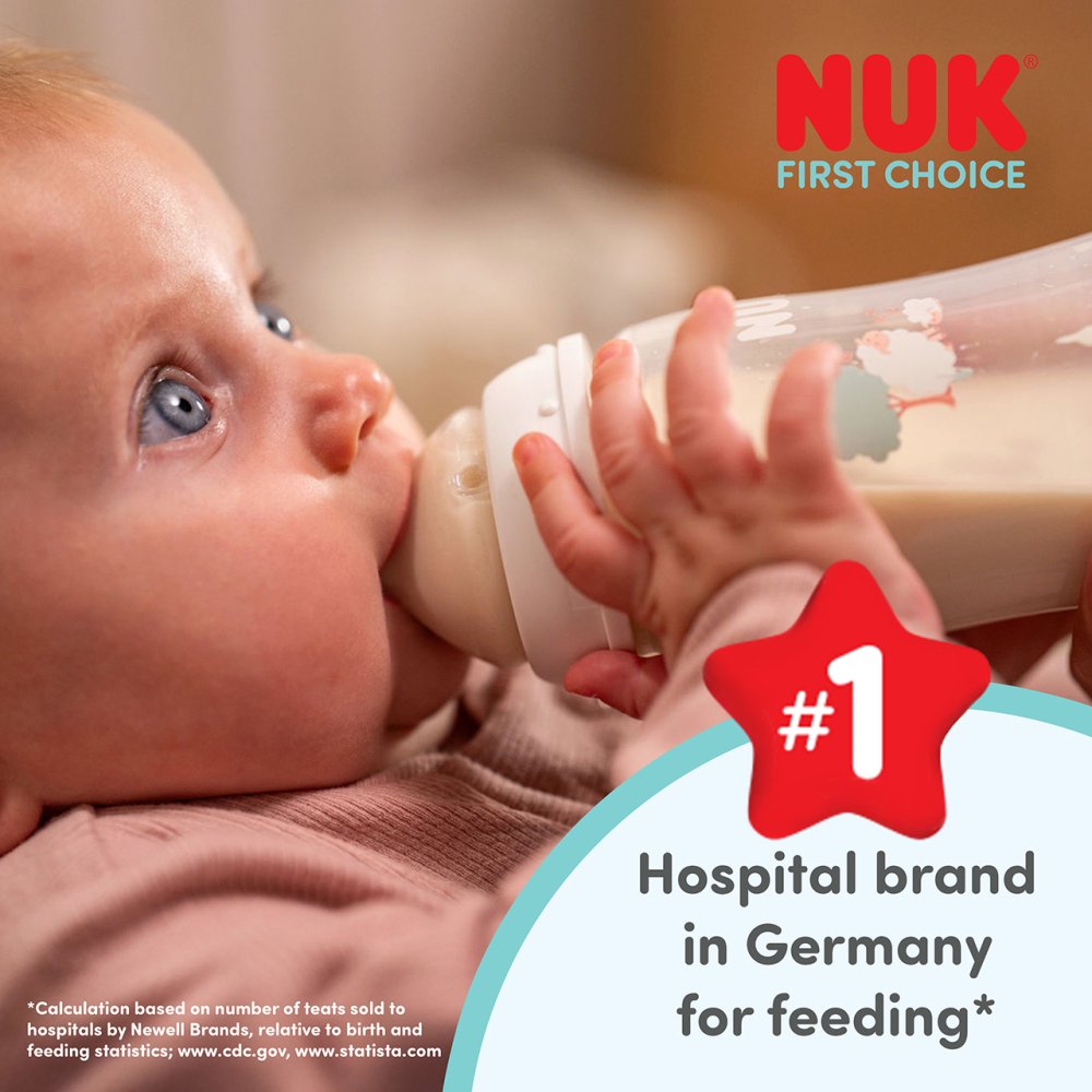 NUK First Choice Baby Bottle Teats | Anti Colic Feeding Bottle Teats | Silicone | Small | 2 Count