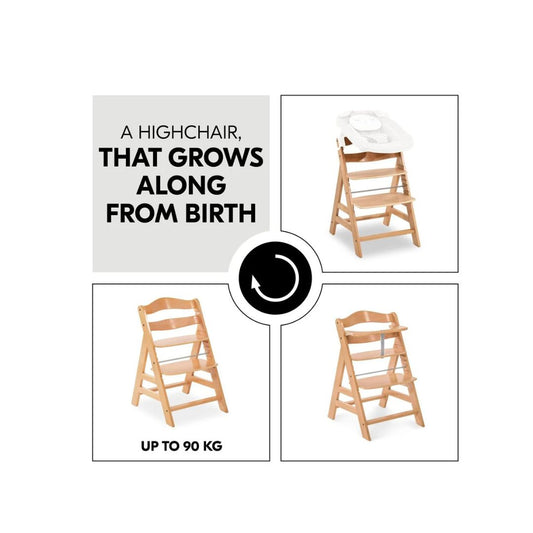 Hauck Alpha+ Economy Bundle Wooden Highchair – Beech Natural