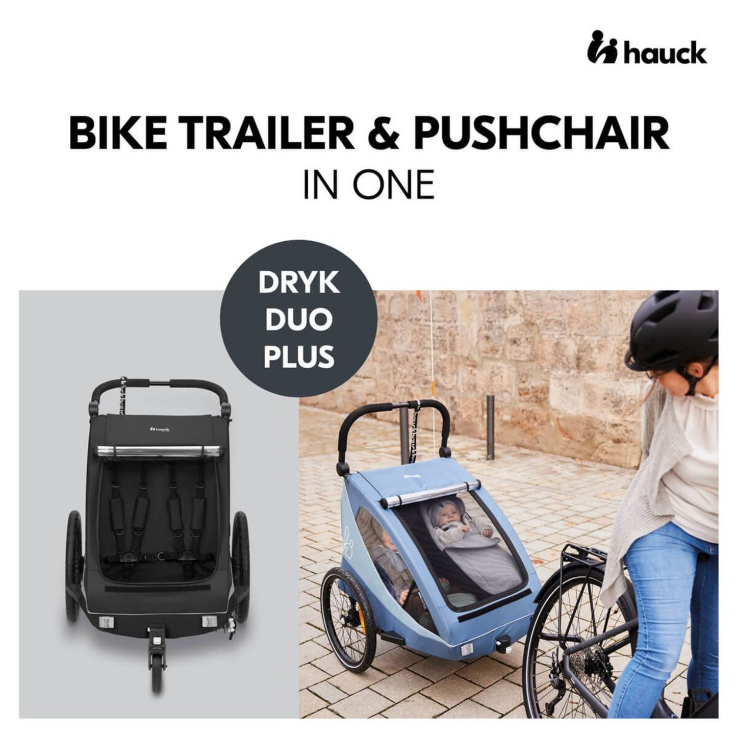 Dryk Duo Plus Bike Trailer & Buggy Black