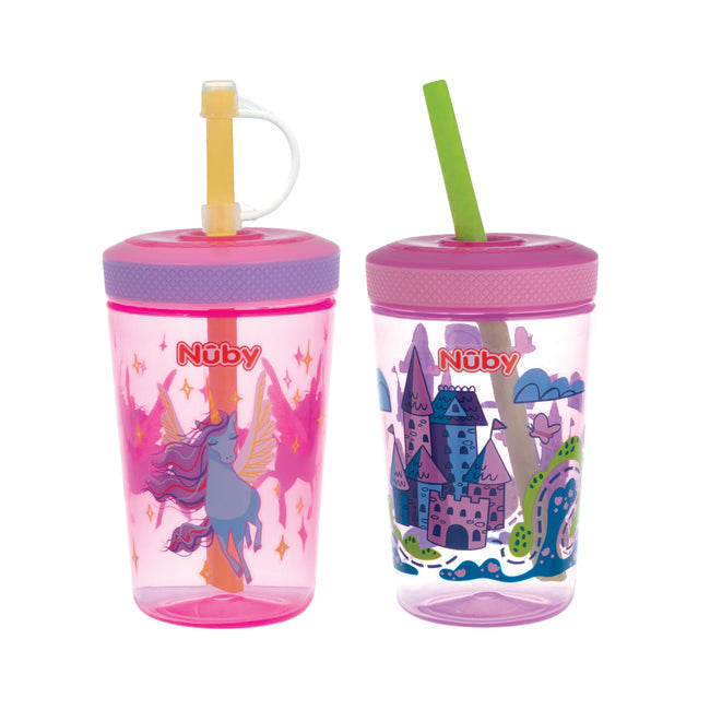 Nuby Sip It Swirler Cup – Weighted Straw Sippy Cup with Handles | 8oz | 6 Months+