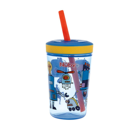Nuby Sip It Swirler Cup – Weighted Straw Sippy Cup with Handles | 8oz | 6 Months+