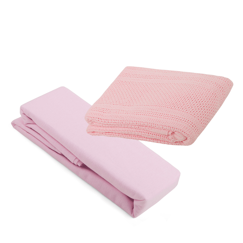 2 Pram Flannelette Sheets & Cellular Blanket Bundle