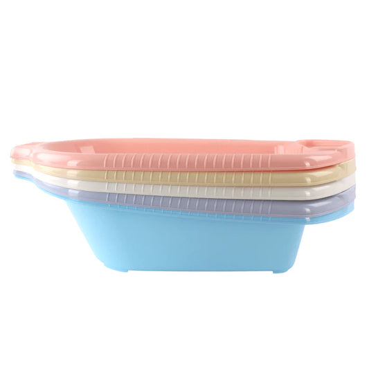 Baby Bath-Time Comfort Set – Baby Bath with Plug, 2 Soft Sponges & 100% Cotton Hooded Bathrobe- Assorted Colours