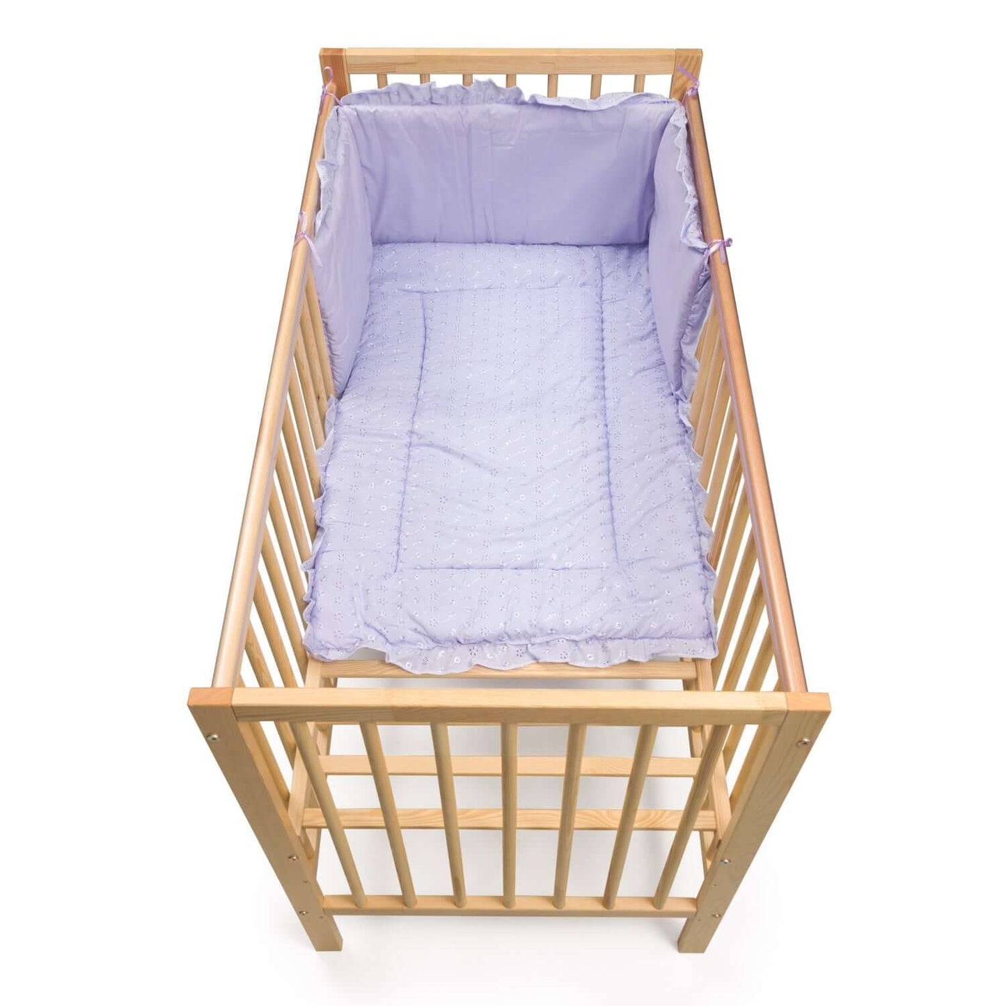 Lilac Satin Cot Quilt Bumper Set