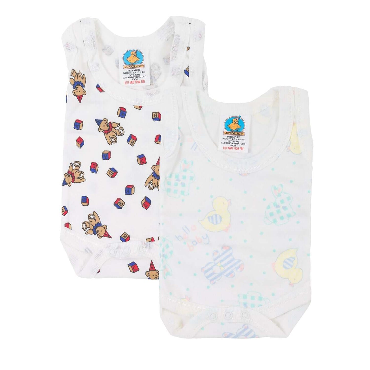 Junior Joy 100% Cotton Baby Vest Bodysuits – Soft and Gentle Everyday Essential