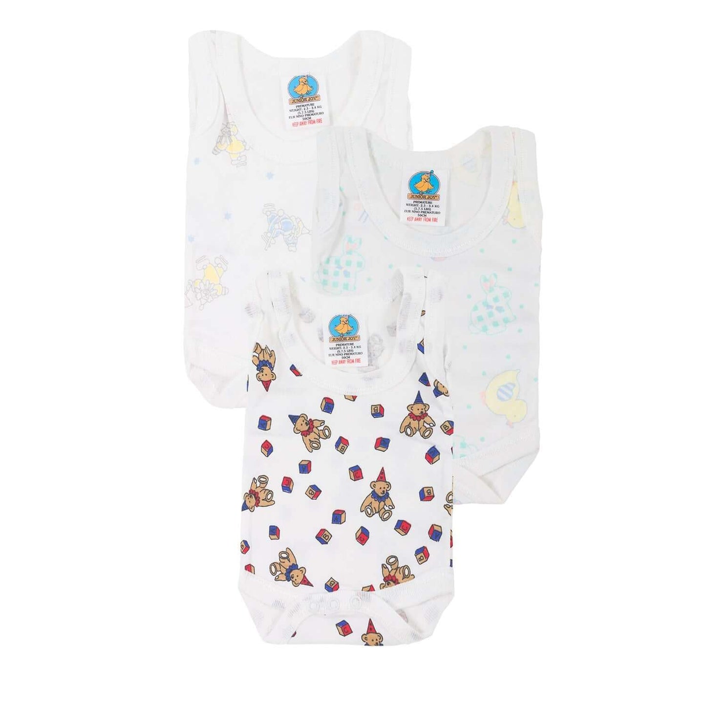 Junior Joy 100% Cotton Baby Vest Bodysuits – Soft and Gentle Everyday Essential