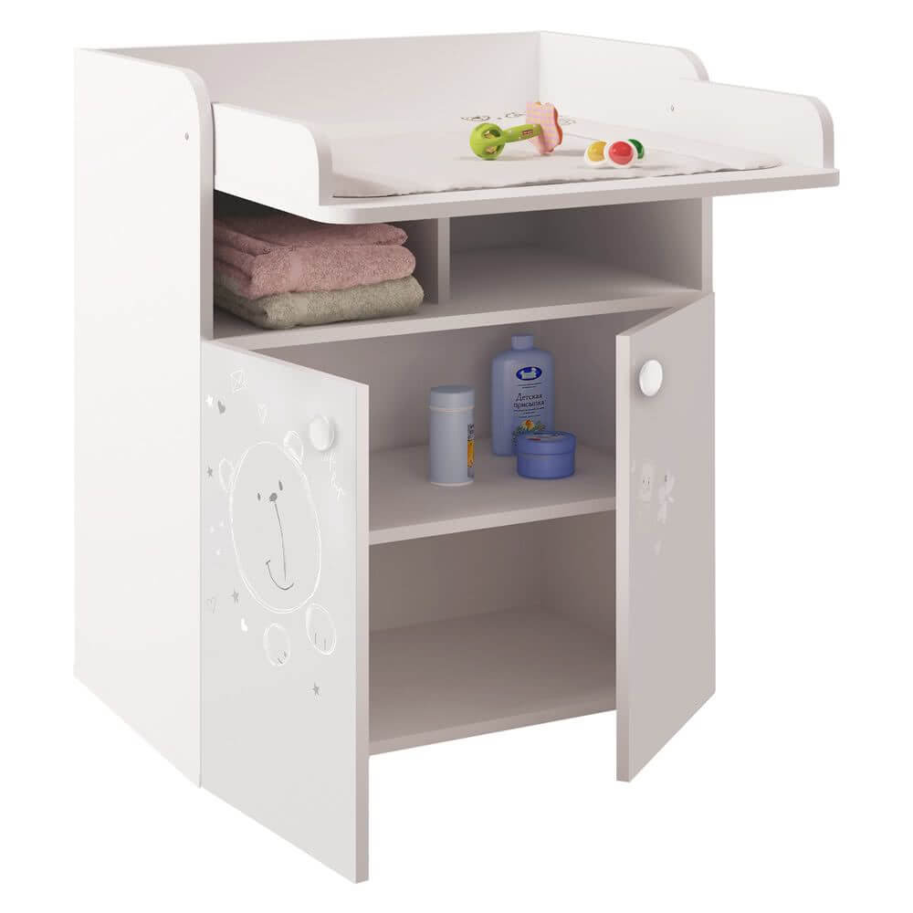 Changing Board Cupboard Teddy Print - White