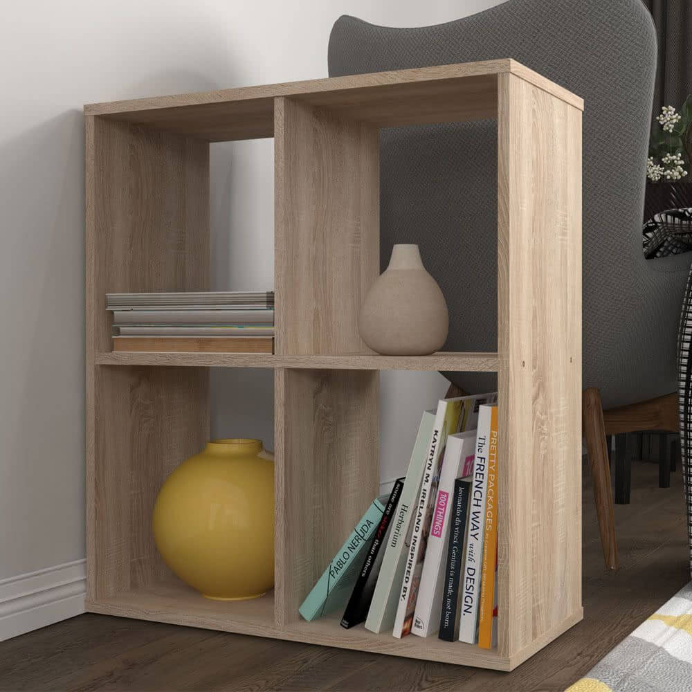 Home Smart 4 Cubic Section Shelving Unit - Oak