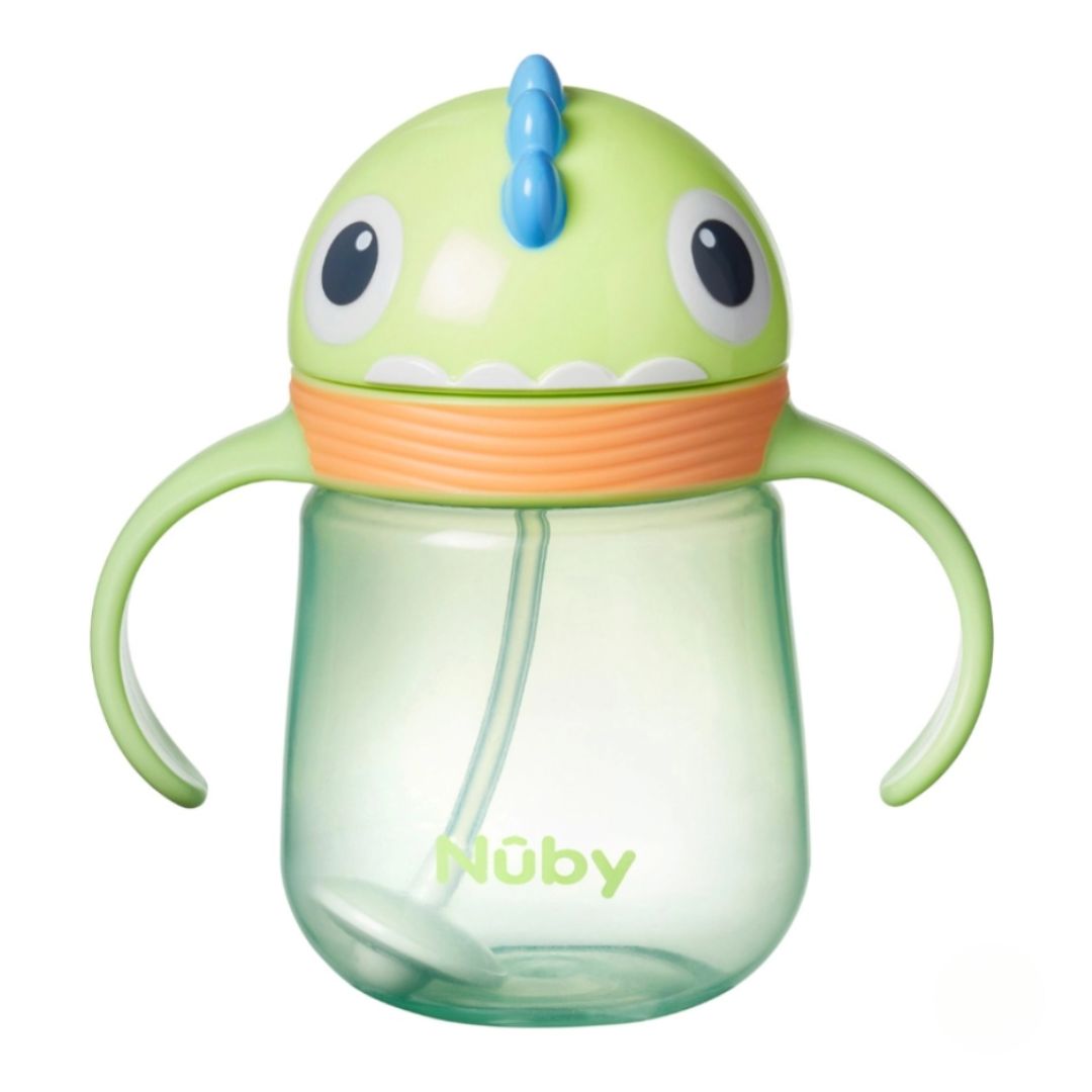 Nuby Character Weighted Straw Cup – No-Spill Sippy Cup with Handles | 6 Months+