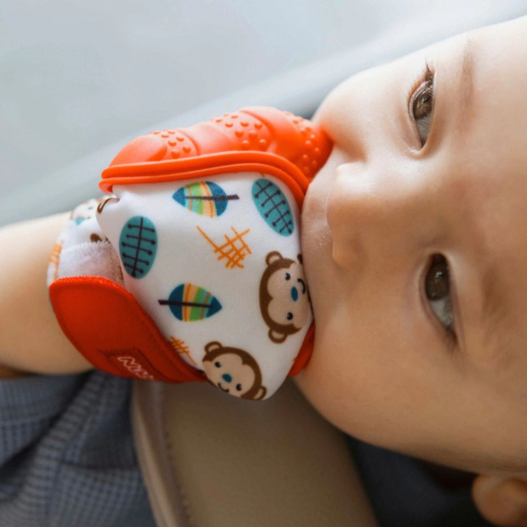 Nuby Baby Teething Mitt – Silicone Soothing Glove with Crinkle Sounds