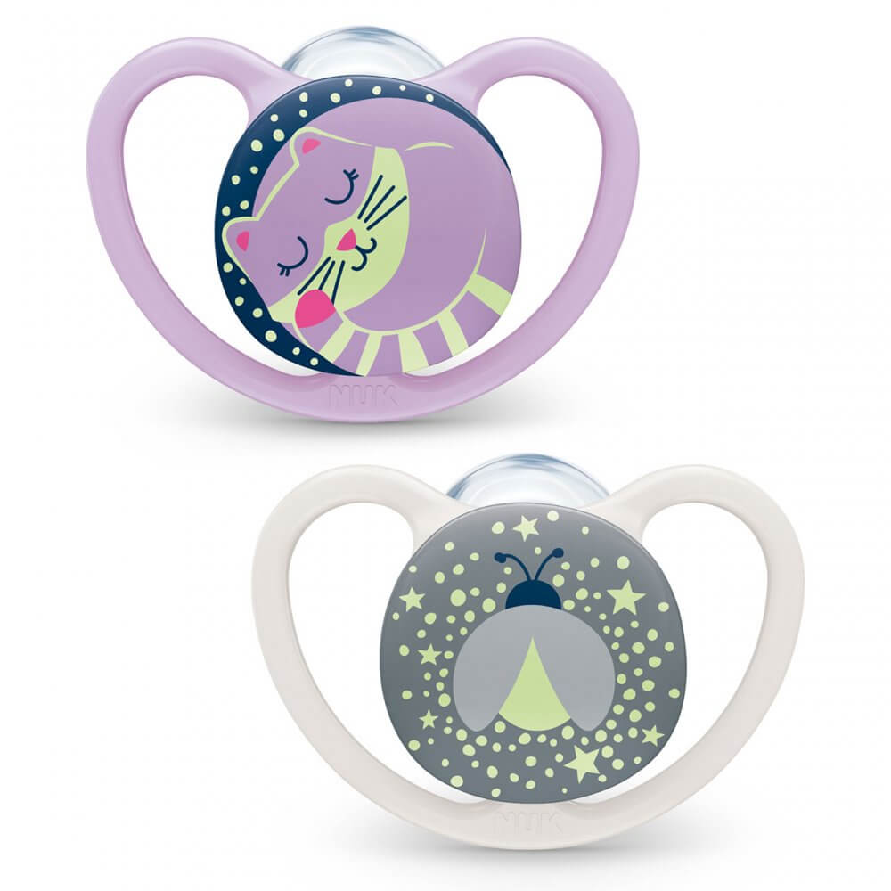 NUK Space Night Soother Size 1, Pack of 2