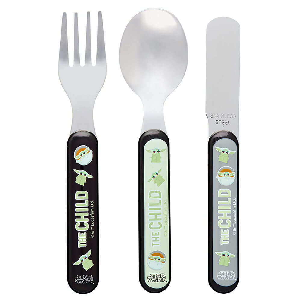 The Mandalorian Child 3 Piece Metal Cutlery Set