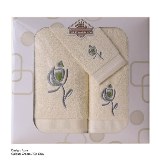 3 Piece Embroidered Towel Set