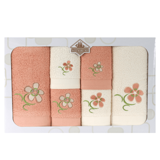 6 Piece Floral Boxed Towel Set