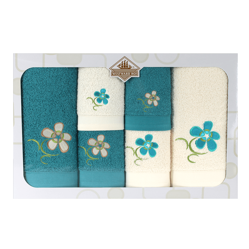 6 Piece Floral Boxed Towel Set