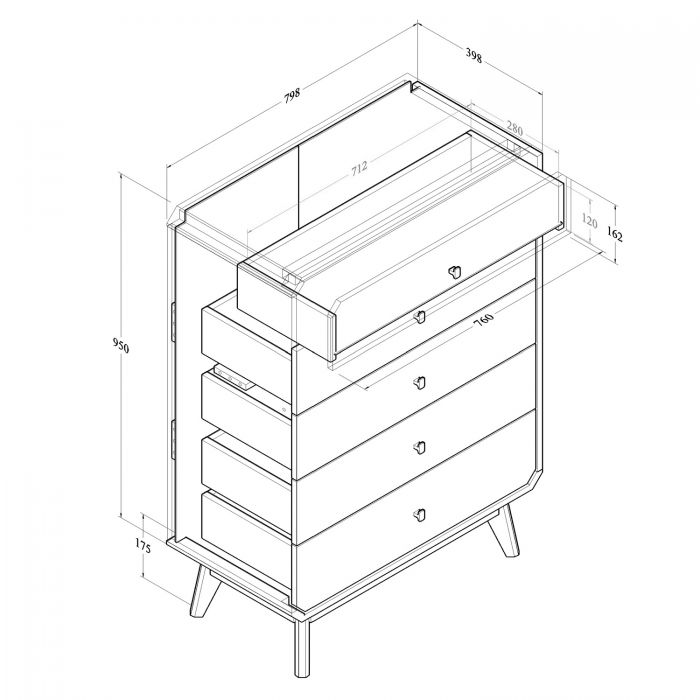 5 Drawer Chest – Light Oak