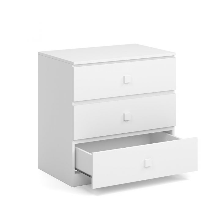 Kudl White 3 Drawer Chest – Underbed Storage Unit for Mid Sleeper Beds