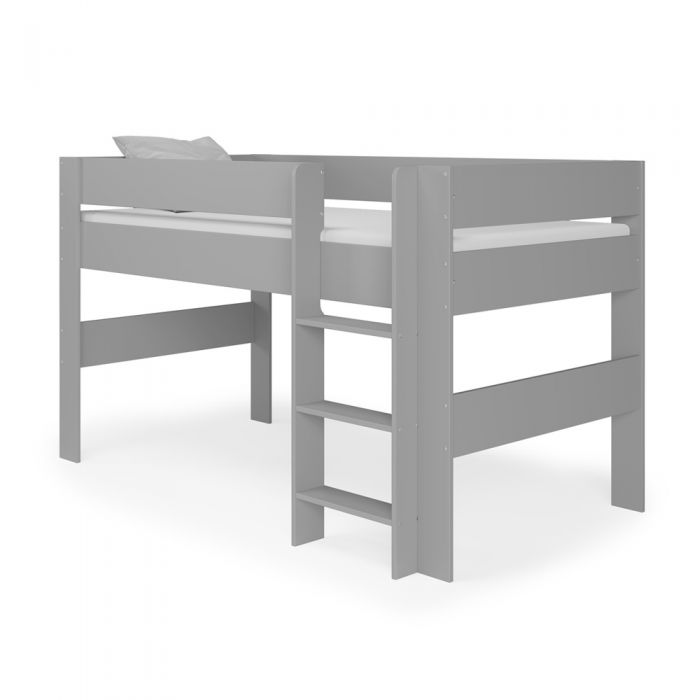 Kudl Grey Children's Mid Sleeper Bed – Modern Space-Saving Loft Frame for Kids