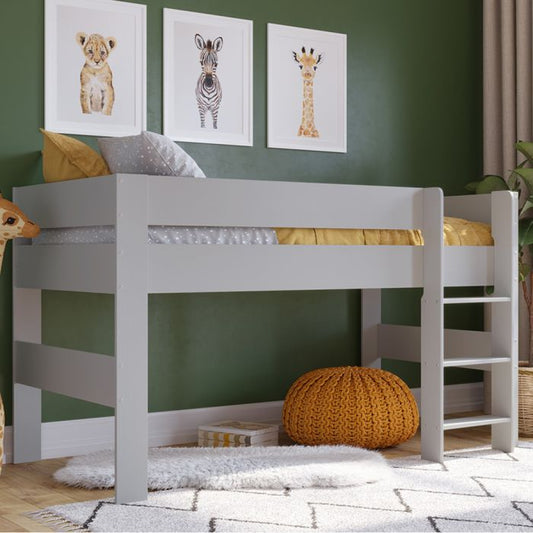 Kudl Grey Children's Mid Sleeper Bed – Modern Space-Saving Loft Frame for Kids