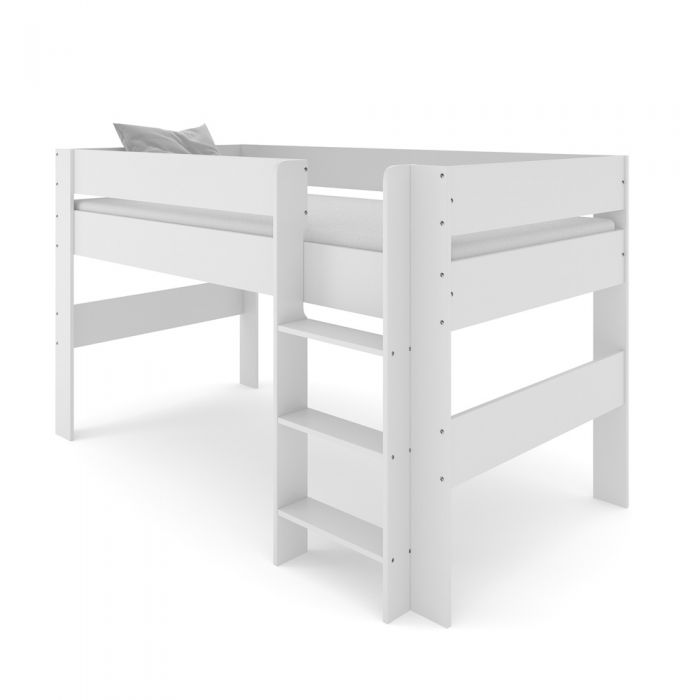 Kudl Children’s Mid Sleeper Bed with Desk & Cupboard – White | Space-Saving 3-Piece Bedroom Bundle
