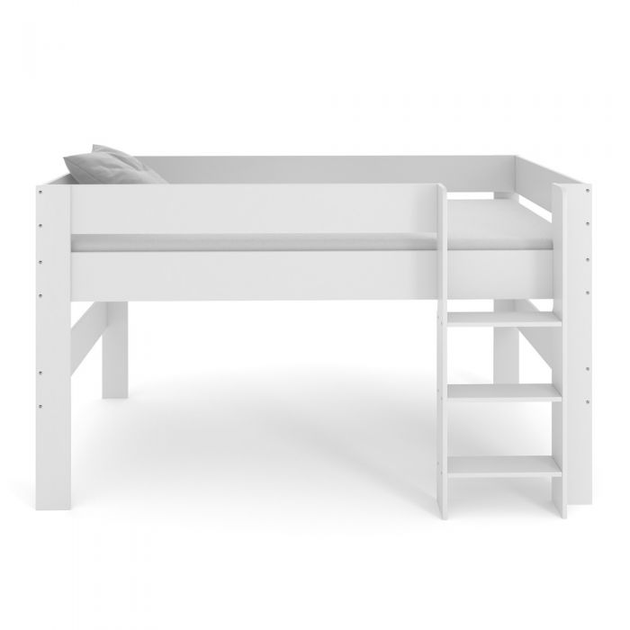 Kudl Children’s Mid Sleeper Bed with Desk & Cupboard – White | Space-Saving 3-Piece Bedroom Bundle