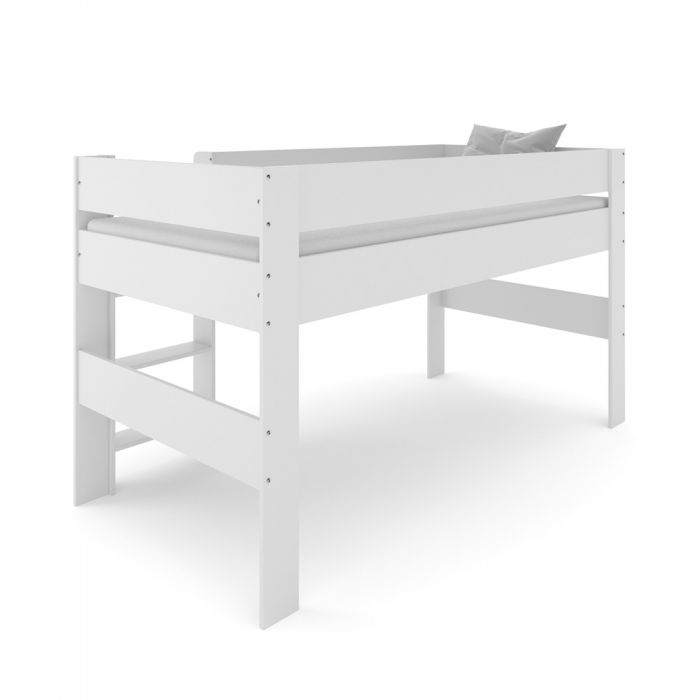 Kudl White Children's Mid Sleeper Bed – Modern Space-Saving Loft Bed Frame