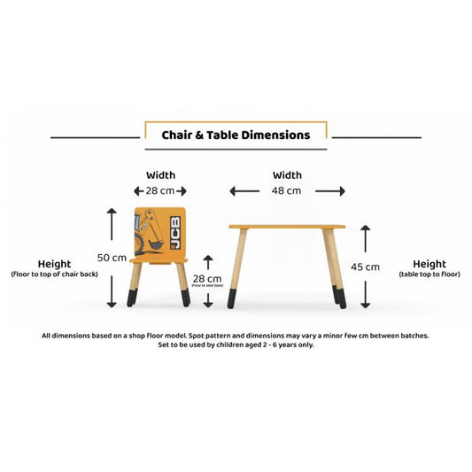 Joey JCB Table & 2 Chairs – Kids Play Set | Kidsaw
