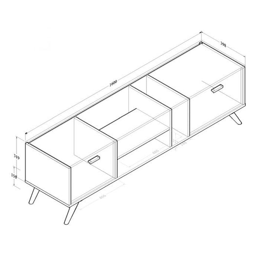 TV Cabinet – Dark Grey with Gold Accents, 1.6m