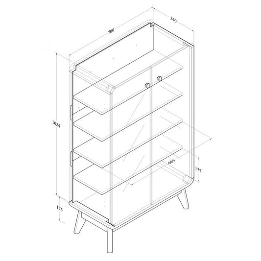 Shoe Cupboard – 2 Door Storage Cabinet with Chevron Detail | Columbian Walnut Finish