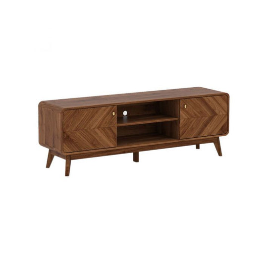 TV Cabinet – 1.6m | Columbian Walnut Finish with Chevron Detailing