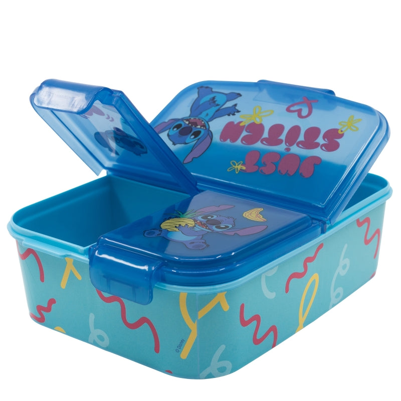 Stitch Lunch Box and Water Bottle Bundle – Multi Compartment Sandwich Box with BPA Free 620 ml Ecozen Bottle