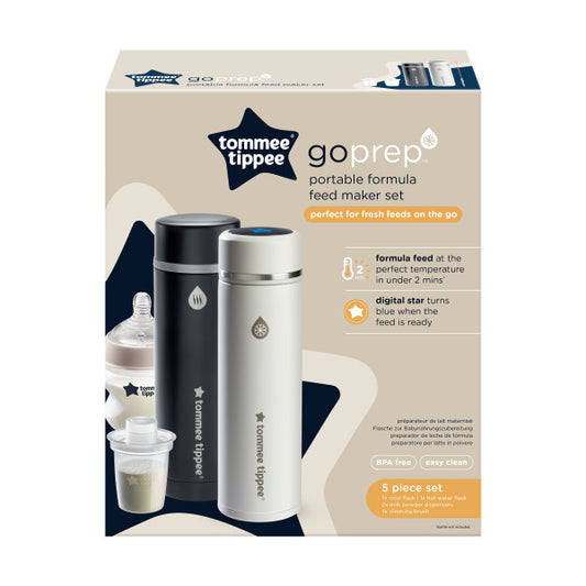 Tommee Tippee Portable GoPrep Formula Feed Maker Set with Temp-Control Flasks