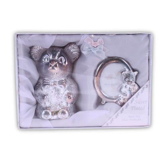 Baby Silver Plated Money Box and Frame Set