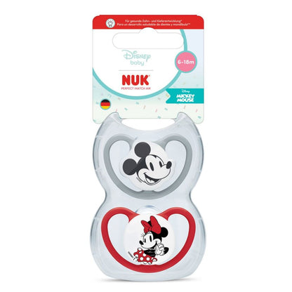 NUK Perfect Match Air Baby Dummies 6–18 Months – Orthodontic Silicone Soothers with Airflow Design (2 Pack)