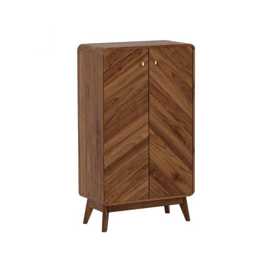 Shoe Cupboard – 2 Door Storage Cabinet with Chevron Detail | Columbian Walnut Finish
