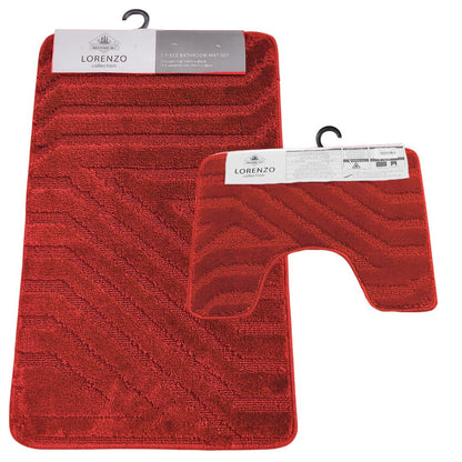 Westward Ho! Lorenzo 2 Piece Bath Mat Set – Soft 100% Polypropylene Rectangular and U-Shaped Mats