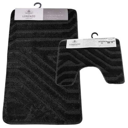 Westward Ho! Lorenzo 2 Piece Bath Mat Set – Soft 100% Polypropylene Rectangular and U-Shaped Mats