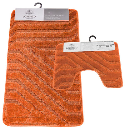 Westward Ho! Lorenzo 2 Piece Bath Mat Set – Soft 100% Polypropylene Rectangular and U-Shaped Mats