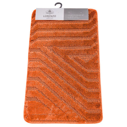 Westward Ho! Lorenzo 2 Piece Bath Mat Set – Soft 100% Polypropylene Rectangular and U-Shaped Mats