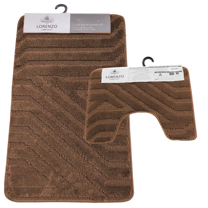 Westward Ho! Lorenzo 2 Piece Bath Mat Set – Soft 100% Polypropylene Rectangular and U-Shaped Mats