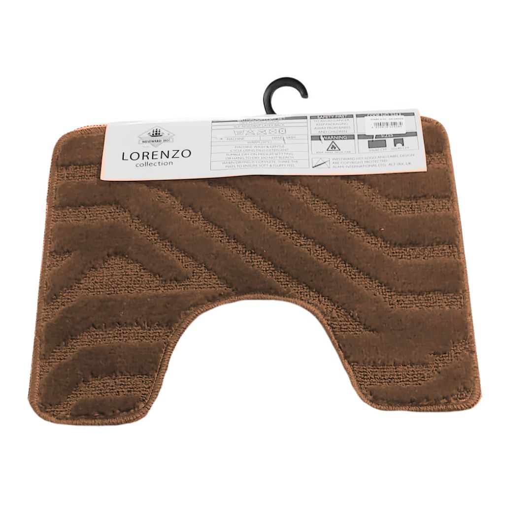 Westward Ho! Lorenzo 2 Piece Bath Mat Set – Soft 100% Polypropylene Rectangular and U-Shaped Mats