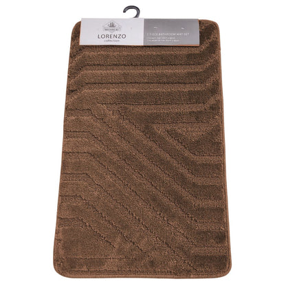 Westward Ho! Lorenzo 2 Piece Bath Mat Set – Soft 100% Polypropylene Rectangular and U-Shaped Mats