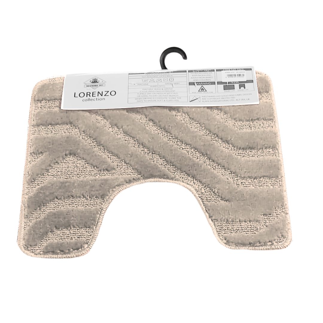 Westward Ho! Lorenzo 2 Piece Bath Mat Set – Soft 100% Polypropylene Rectangular and U-Shaped Mats