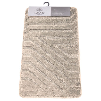 Westward Ho! Lorenzo 2 Piece Bath Mat Set – Soft 100% Polypropylene Rectangular and U-Shaped Mats