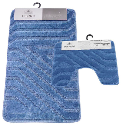 Westward Ho! Lorenzo 2 Piece Bath Mat Set – Soft 100% Polypropylene Rectangular and U-Shaped Mats