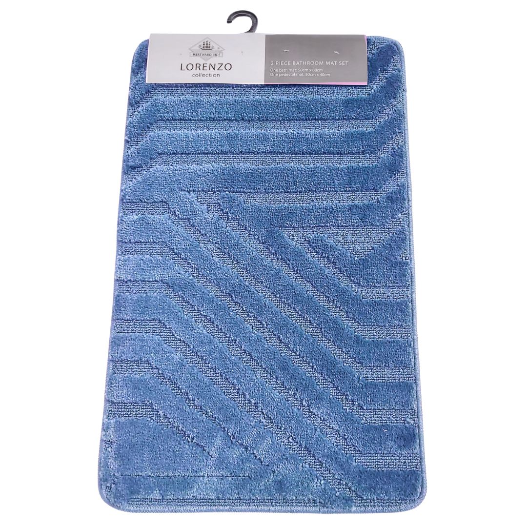 Westward Ho! Lorenzo 2 Piece Bath Mat Set – Soft 100% Polypropylene Rectangular and U-Shaped Mats