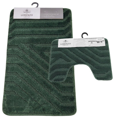 Westward Ho! Lorenzo 2 Piece Bath Mat Set – Soft 100% Polypropylene Rectangular and U-Shaped Mats