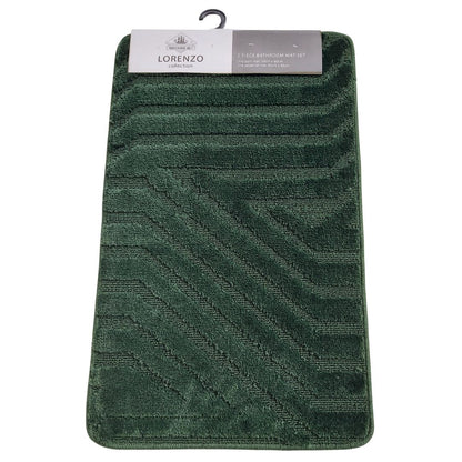 Westward Ho! Lorenzo 2 Piece Bath Mat Set – Soft 100% Polypropylene Rectangular and U-Shaped Mats