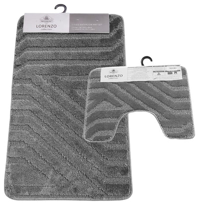 Westward Ho! Lorenzo 2 Piece Bath Mat Set – Soft 100% Polypropylene Rectangular and U-Shaped Mats